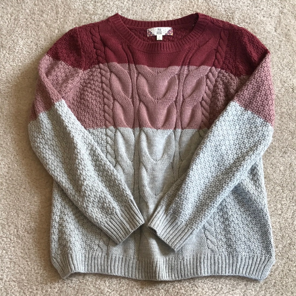 Pink Color Block Sweater